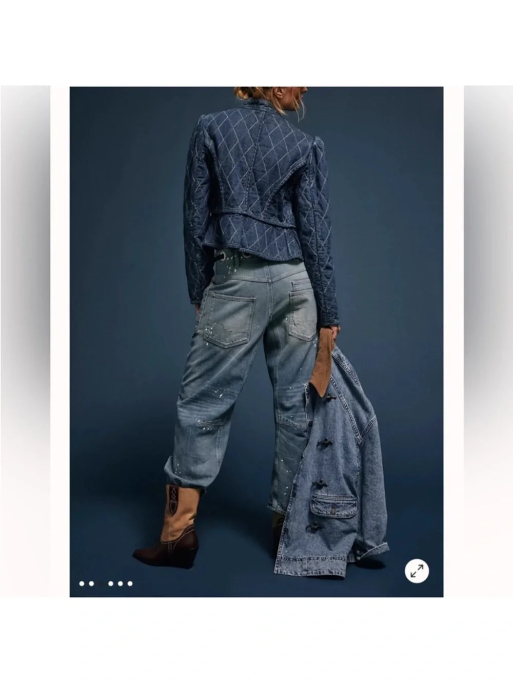 NEW Free People Peggy Quilted Denim Jacket Small - Picture 3 of 10